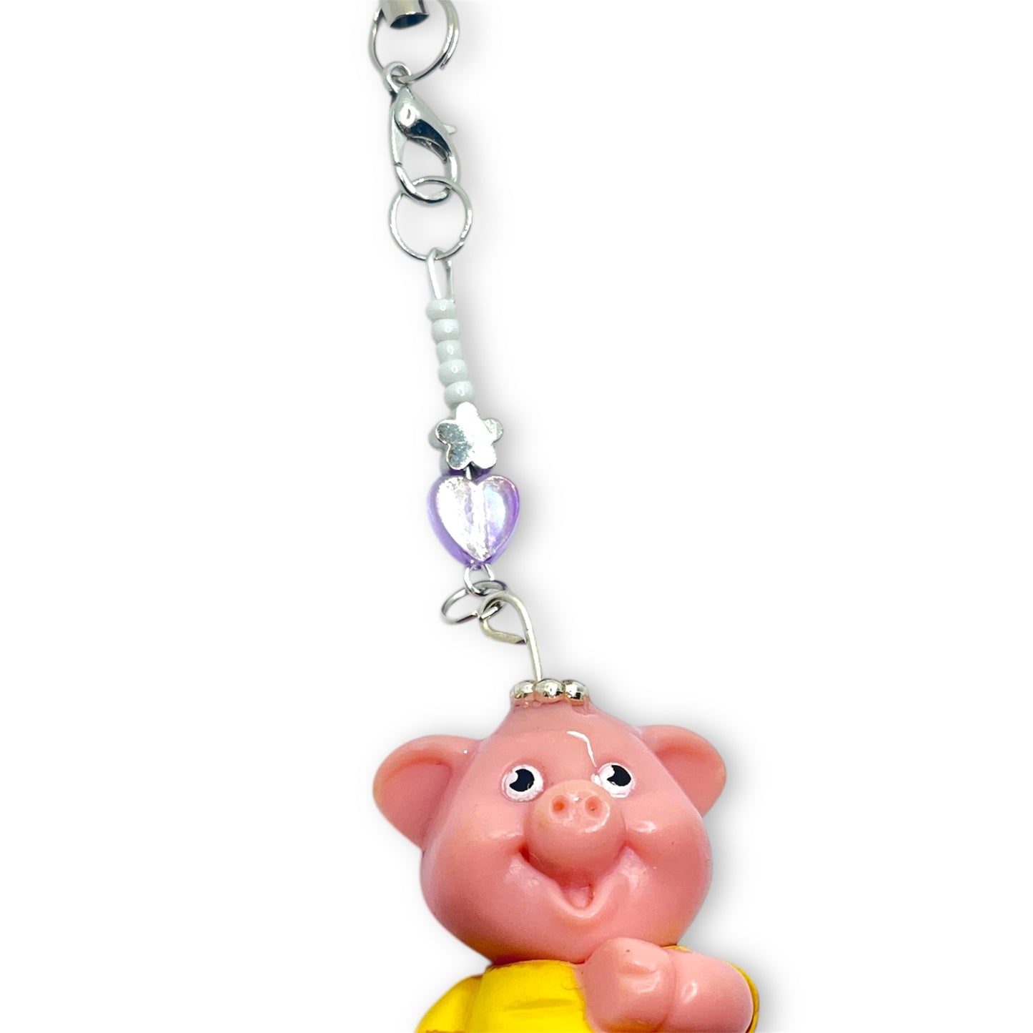 Vintage purple piglet keychain